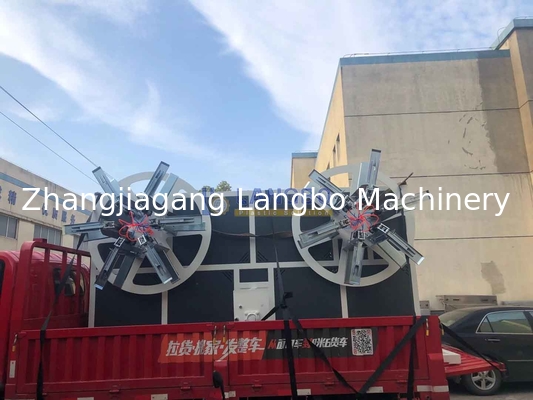 PE波付管押出機用パイプ巻取り機