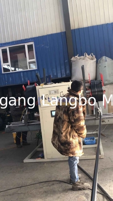 PE大口径パイプ押出成形用全自動パイプコイラーおよびストラッピングマシン、巻取り範囲1600～3200mm