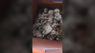 二軸シュレッダーによる織物袋細断